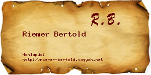 Riemer Bertold névjegykártya